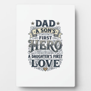 Vater Sohn Held Tochter Liebe Vintage-Typografie-S Fotoplatte