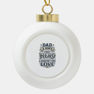 Vater Sohn Held Tochter Liebe Vintage-Typografie-S Keramik Kugel-Ornament