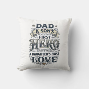 Vater Sohn Held Tochter Liebe Vintage-Typografie-S Kissen