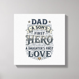 Vater Sohn Held Tochter Liebe Vintage-Typografie-S Leinwanddruck