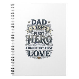 Vater Sohn Held Tochter Liebe Vintage-Typografie-S Notizblock