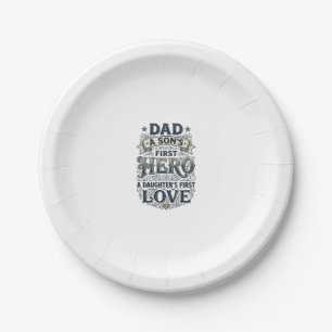 Vater Sohn Held Tochter Liebe Vintage-Typografie-S Pappteller