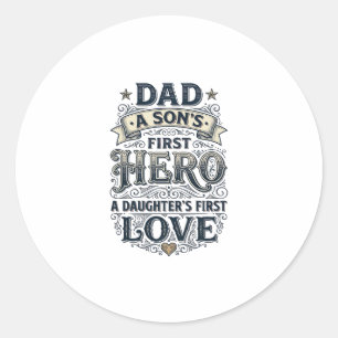 Vater Sohn Held Tochter Liebe Vintage-Typografie-S Runder Aufkleber