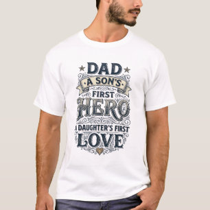 Vater Sohn Held Tochter Liebe Vintage-Typografie-S T-Shirt