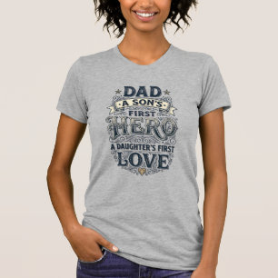 Vater Sohn Held Tochter Liebe Vintage-Typografie-S T-Shirt