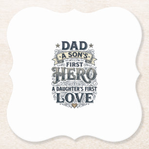 Vater Sohn Held Tochter Liebe Vintage-Typografie-S Untersetzer