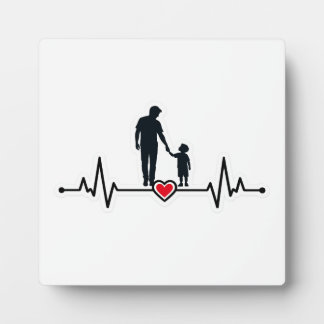 Vater & Sohn Herzschlag-Silhouette-Auszeichnungspl Fotoplatte