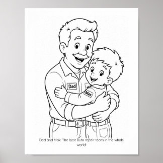 Vater & Sohn Mechaniker-Team Färbungsaktivitätspos Poster