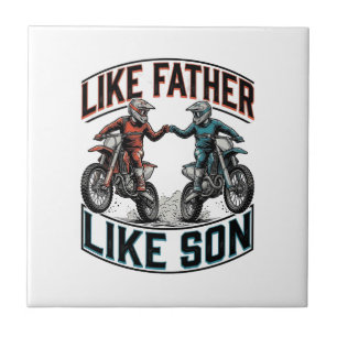 Vater-Sohn-Motocross-Vintage-Vector-Shirt Fliese