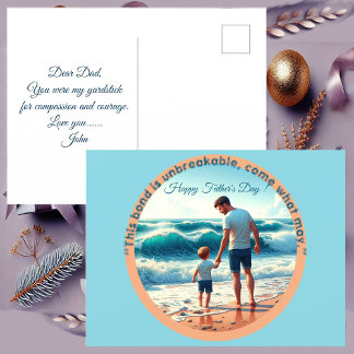 Vater Son Bonding am Strand Foto Vatertag Zitat Postkarte