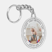 Vater Son Daughter Custom Foto des ersten Vaters Schlüsselanhänger (Vorderseite links)