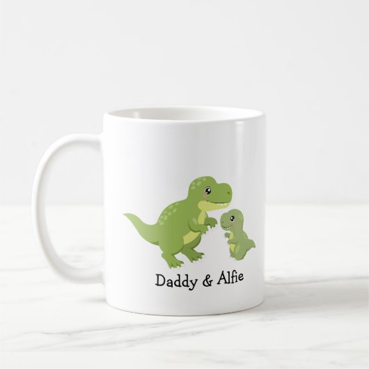 Vater & Son Dino Liebe - Personalisierte Familie Kaffeetasse (Links)