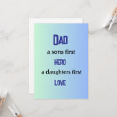 Vater, Sons First Hero, Daughters Erste Liebe Karte (Vorderseite/Rückseite Beispiel)