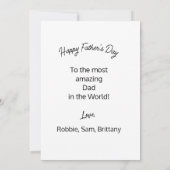 Vater, Sons First Hero, Daughters Erste Liebe Karte (Rückseite)