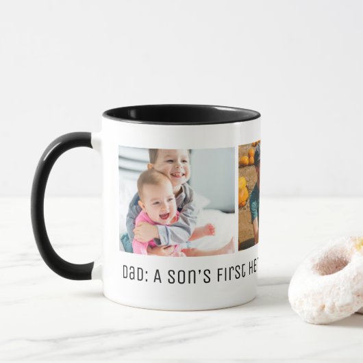 Vater Son's Hero Daughter Foto der ersten Liebe  Tasse (Mit Donut)
