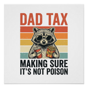 Vater Steuer Waschbär Vintage Lustiges Vater T-Shi Poster