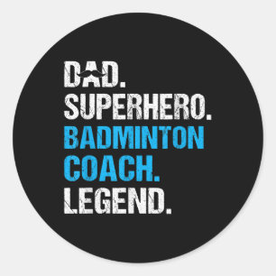 Vater Superheld Badminton Trainer Lustiger Badmint Runder Aufkleber