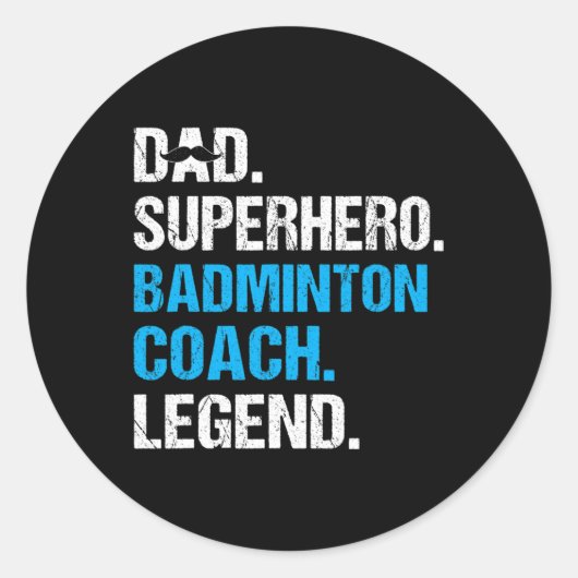 Vater Superhero Badminton Coach Funny Badminton Co Runder Aufkleber (Vorderseite)