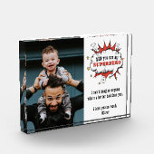 Vater Superhero Cartoon Sprechblase Vatertag Fotoblock (Links)