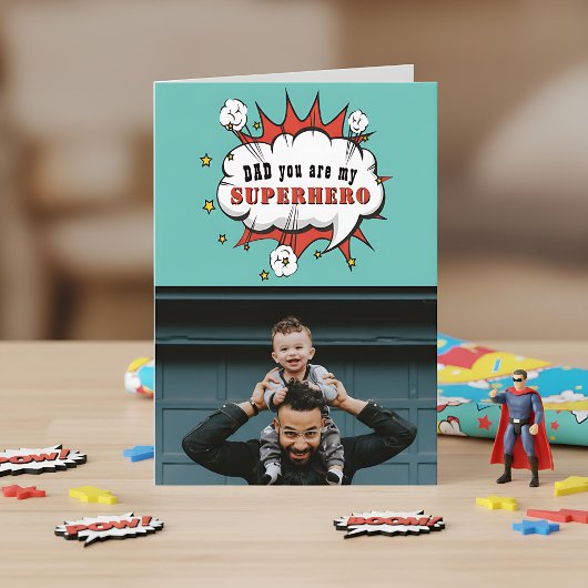 Vater Superhero Cartoon Sprechblase Vathers Day Ca Karte