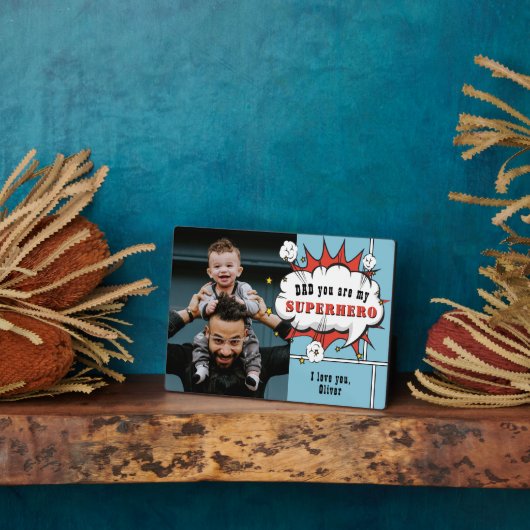 Vater Superhero Comic Speech Bubble Foto Fotoplatte (Seite)