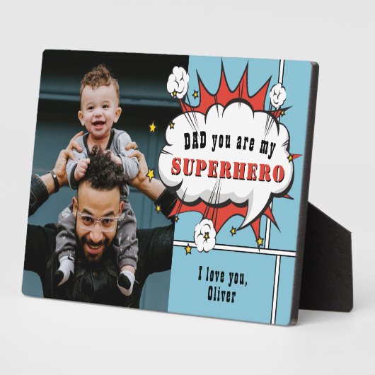 Vater Superhero Comic Speech Bubble Foto Fotoplatte (Seite)