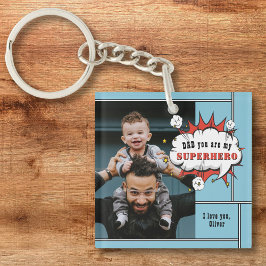 Vater Superhero Comic Speech Bubble Foto Schlüsselanhänger