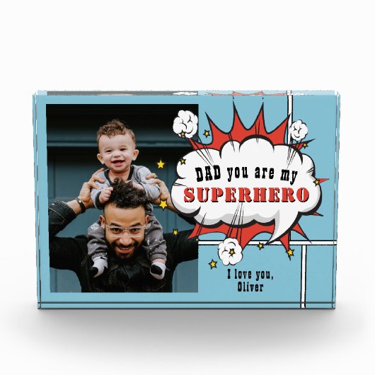 Vater Superhero Comic Speech Bubble Fotoblock (Vorderseite)