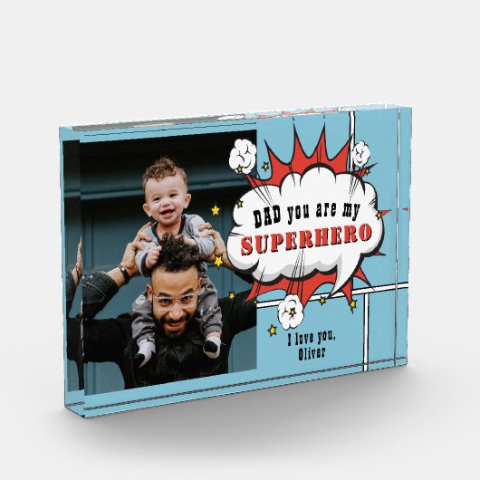 Vater Superhero Comic Speech Bubble Fotoblock (Links)