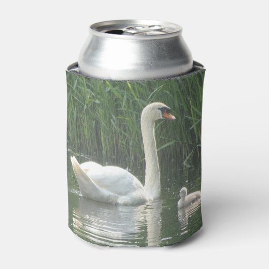 Vater Swan mit Baby Can Cooler Dosenkühler (Kanne Vorderseite)