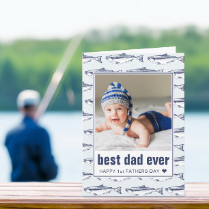 Vater-Tag Best Dad Ever Fisch-Muster Foto Karte
