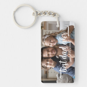 Vater-Tag Best Dad Ever Script Foto Schlüsselanhänger
