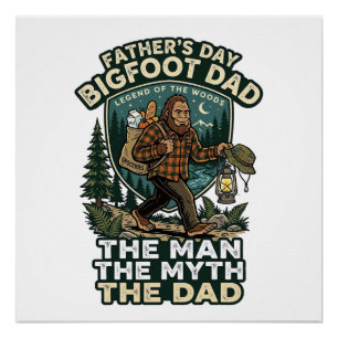 Vater Tag Bigfoot Papa Shirt Stark Ruhig Zuverläss Poster