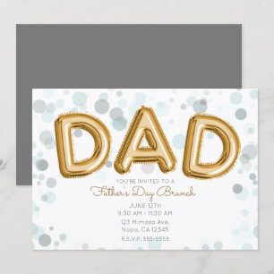 Vater-Tag-Brunch-modern-graue DAD-Goldballons Einladung