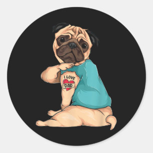 Väter Tag Geschenk Funny Hund Mops I Liebe Vater T Runder Aufkleber