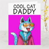 VATER TAG KATZE COOL GROSSE KARTE (Gelbe Blume)