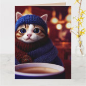 VATER-TAG NIEDLICH KAFFEE-KATZKARTE KARTE (Gelbe Blume)