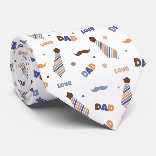 Väter-Tag-Symbole Muster Krawatte (Gerollt)