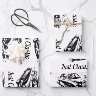 Vater-Tag-Typografie-Design Nur klassisches Auto Geschenkpapier Set