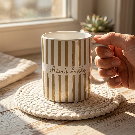 Vater Tasse Benutzerdefiniert Gestreift Kinder Nam