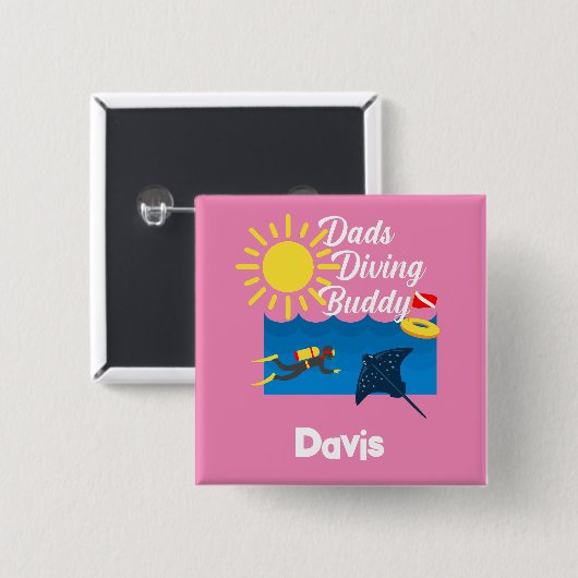 Vater tauchen Buddy Design - Square Button (Vorne & Hinten)