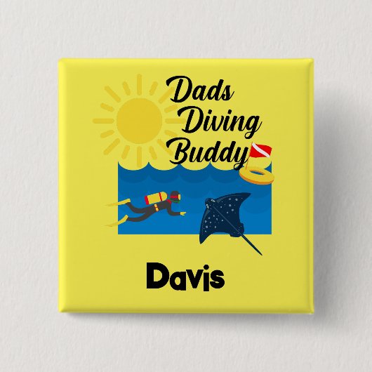 Vater tauchen Buddy Design - Square Button (Vorderseite)