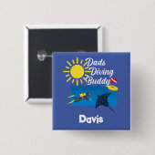 Vater tauchen Buddy Design - Square Button (Vorne & Hinten)