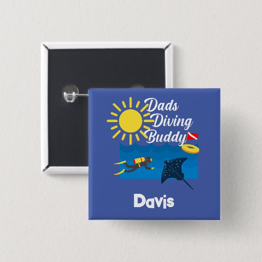 Vater tauchen Buddy Design - Square Button (Vorne & Hinten)