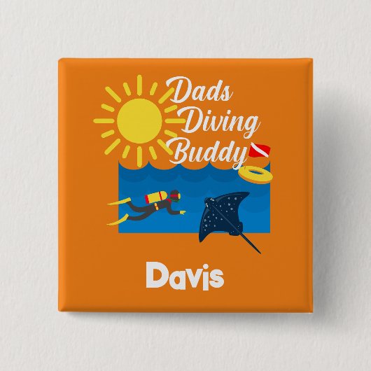 Vater tauchen Buddy Design - Square Button (Vorderseite)