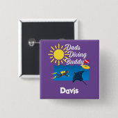 Vater tauchen Buddy Design - Square Button (Vorne & Hinten)