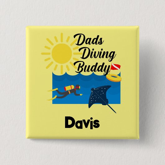 Vater tauchen Buddy Design - Square Button (Vorderseite)