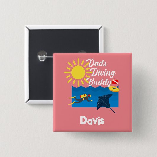 Vater tauchen Buddy Design - Square Button (Vorne & Hinten)