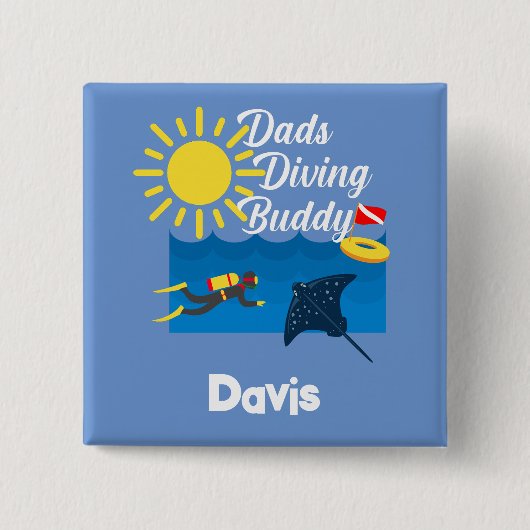 Vater tauchen Buddy Design - Square Button (Vorderseite)