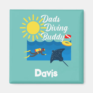 Vater tauchen Buddy Design - Square Magnet